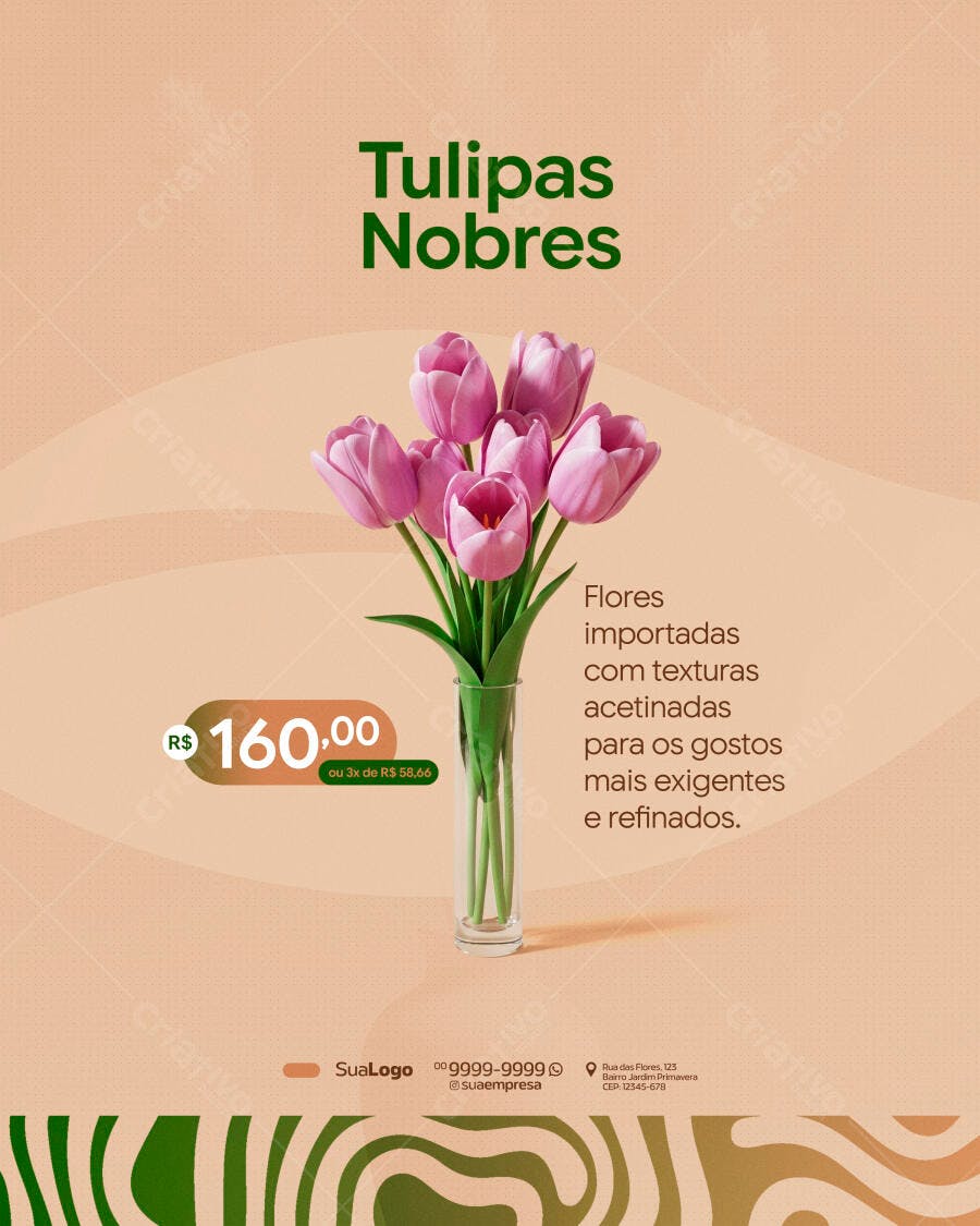 Post Instagram Tulipas Nobres Floricultura PSD Editável
