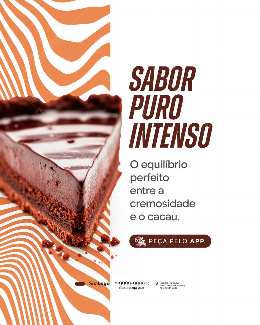 Post Instagram Torta Chocolate Confeitaria PSD Editável
