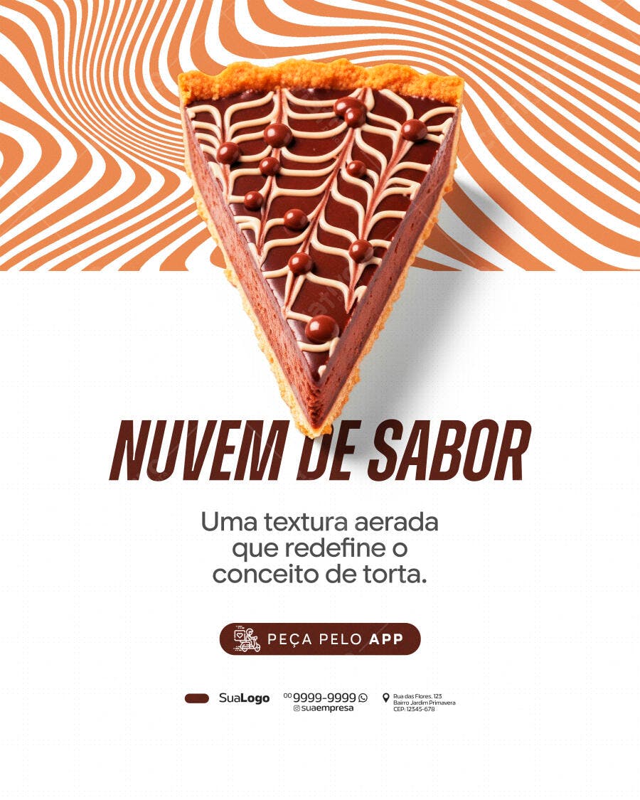 Post Instagram Confeitaria Torta Chocolate PSD Editável