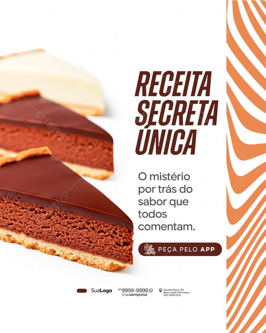 Post Instagram Confeitaria Bolo Chocolate PSD Editável