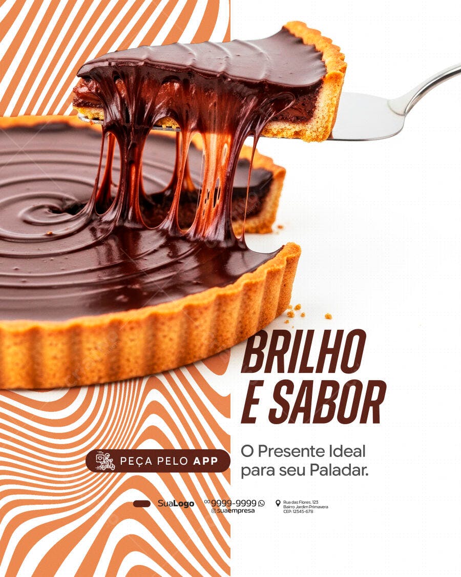 Post Instagram Torta Chocolate Confeitaria PSD Editável