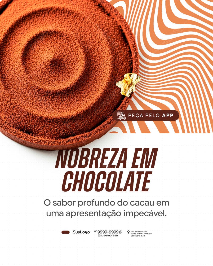 Post Instagram Confeitaria Chocolate Gourmet PSD Editável