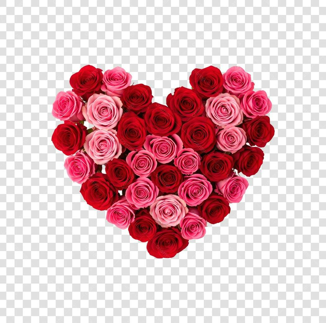 Foto Recortada Coração de Rosas Dia dos Namorados Junho PNG Fundo Transparente