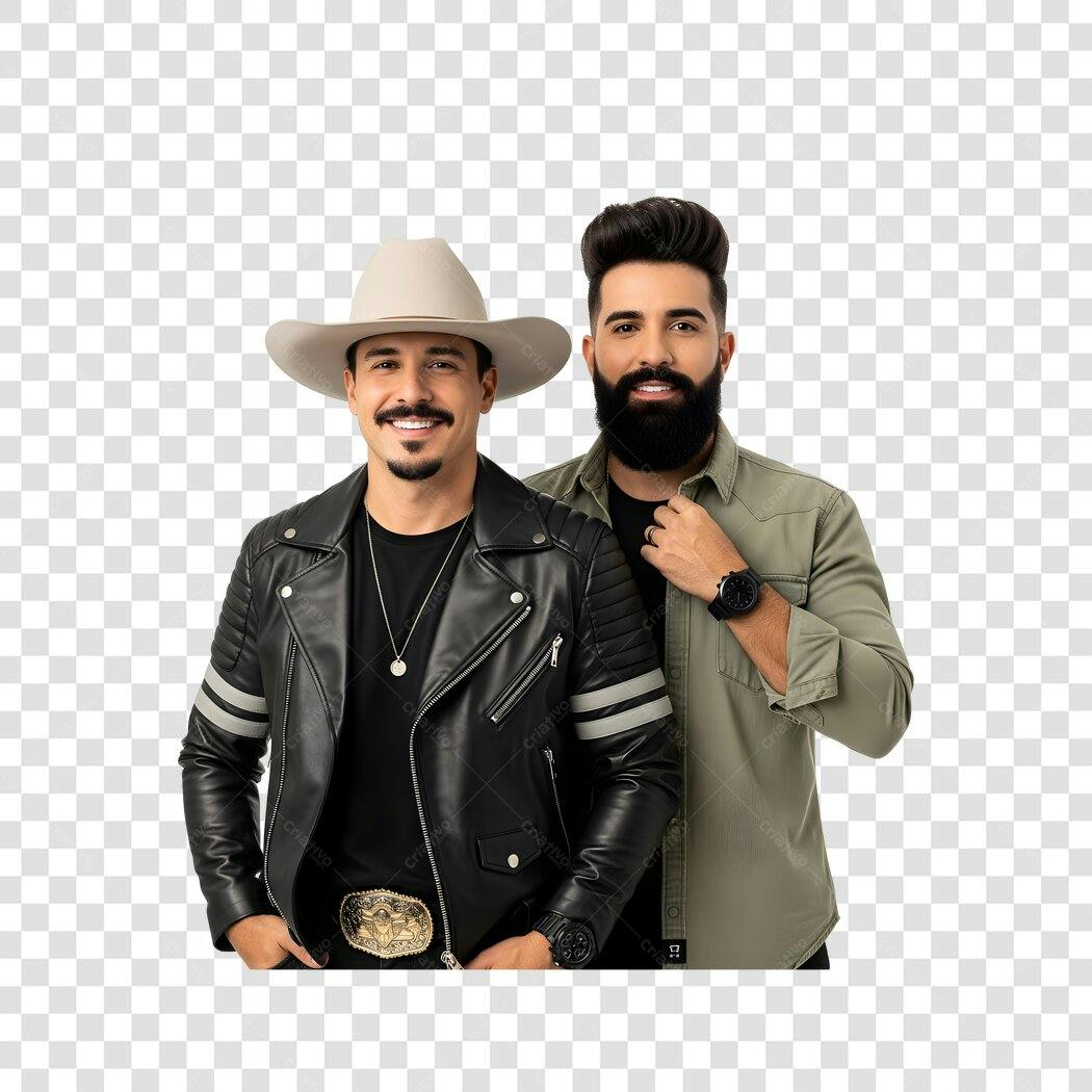 Foto Recortada Dupla Sertaneja Homens Sorrindo PNG Fundo Transparente