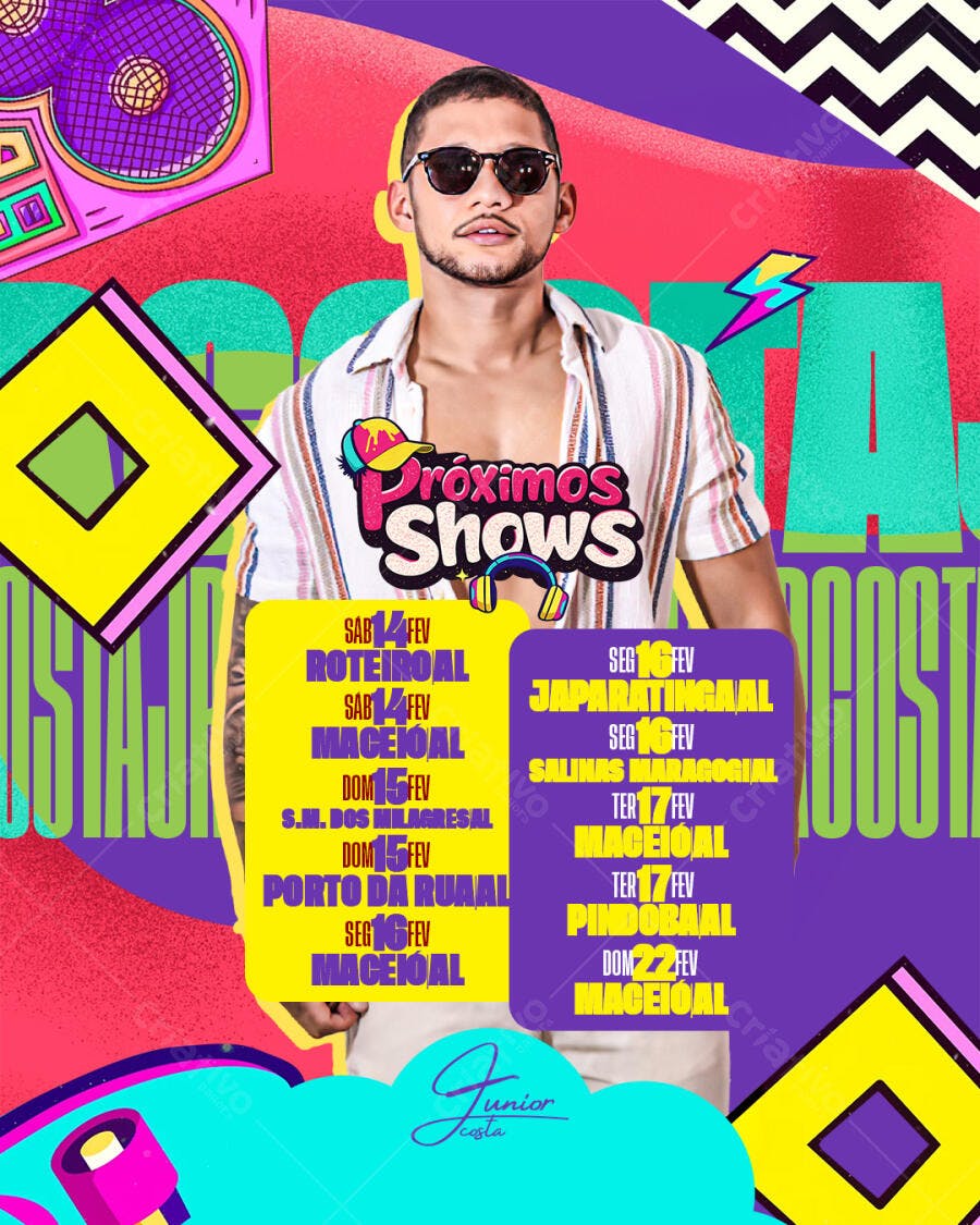 Flyer Carnaval Fevereiro Próximos Shows PSD Editável