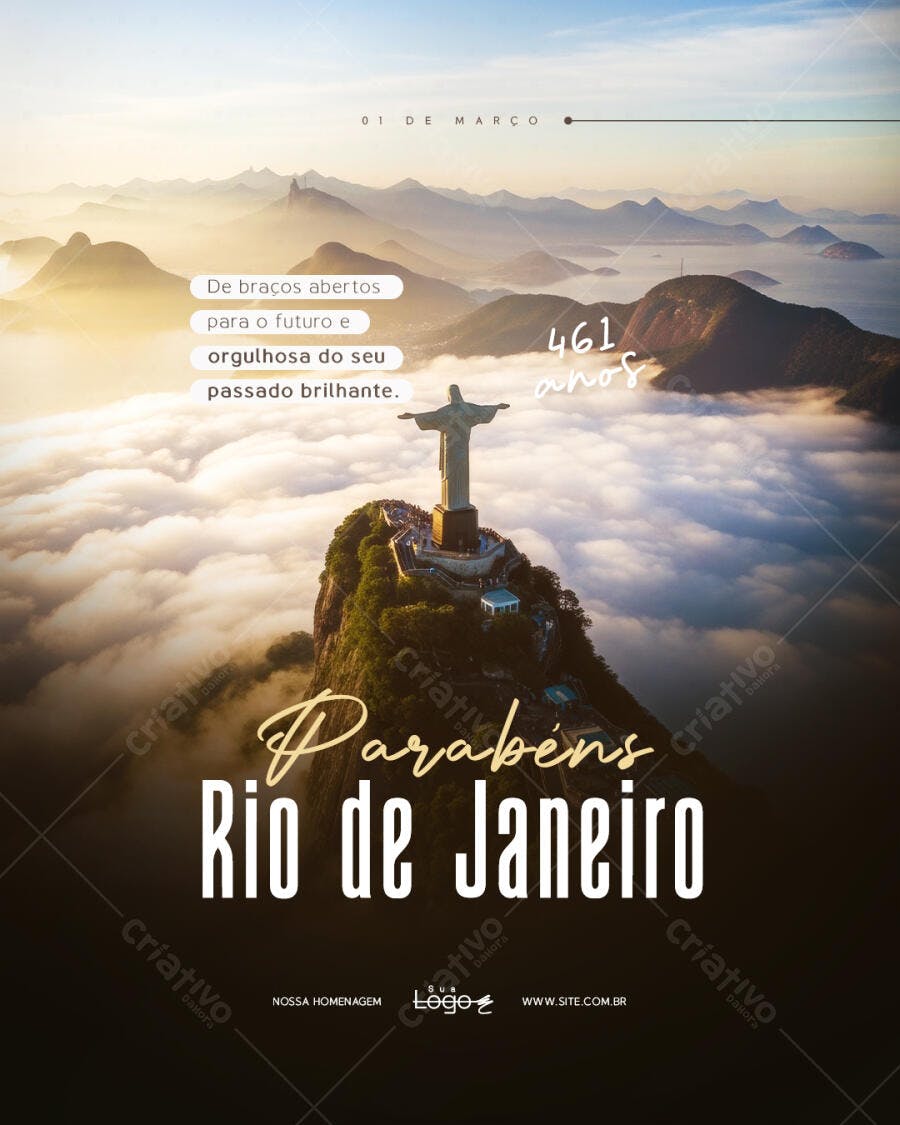 Post Instagram Aniversário Rio de Janeiro PSD Editável