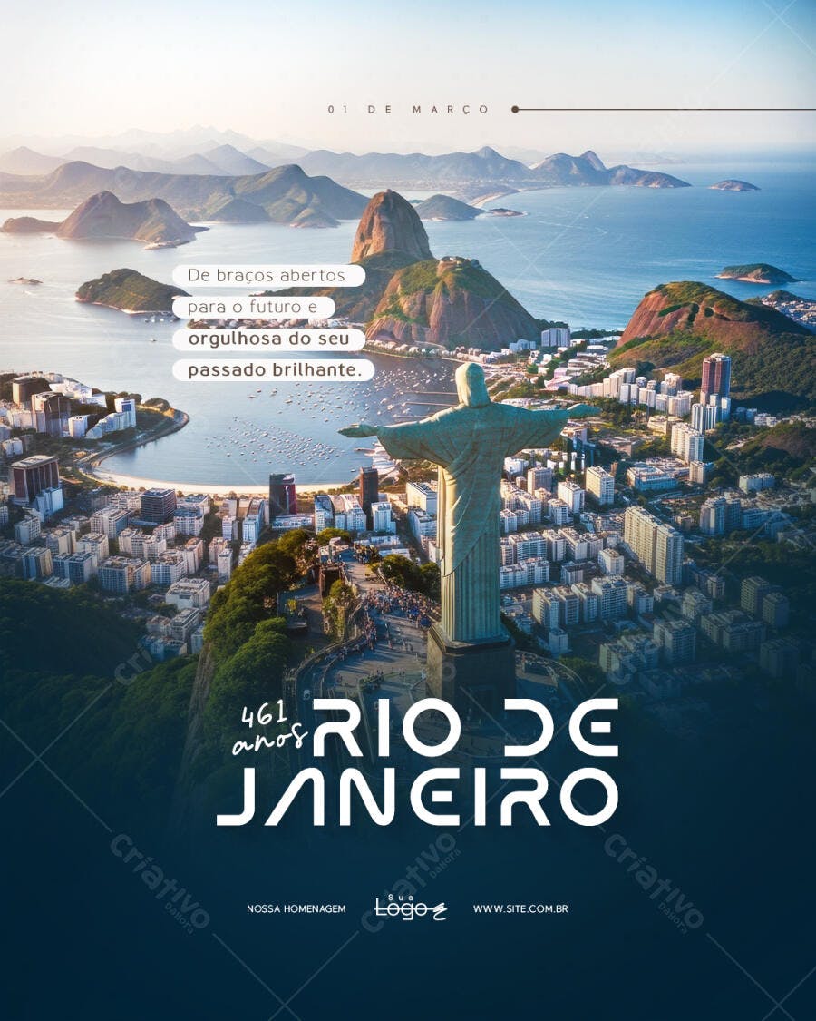 Post Instagram Aniversário Rio de Janeiro 1 de Março PSD Editável