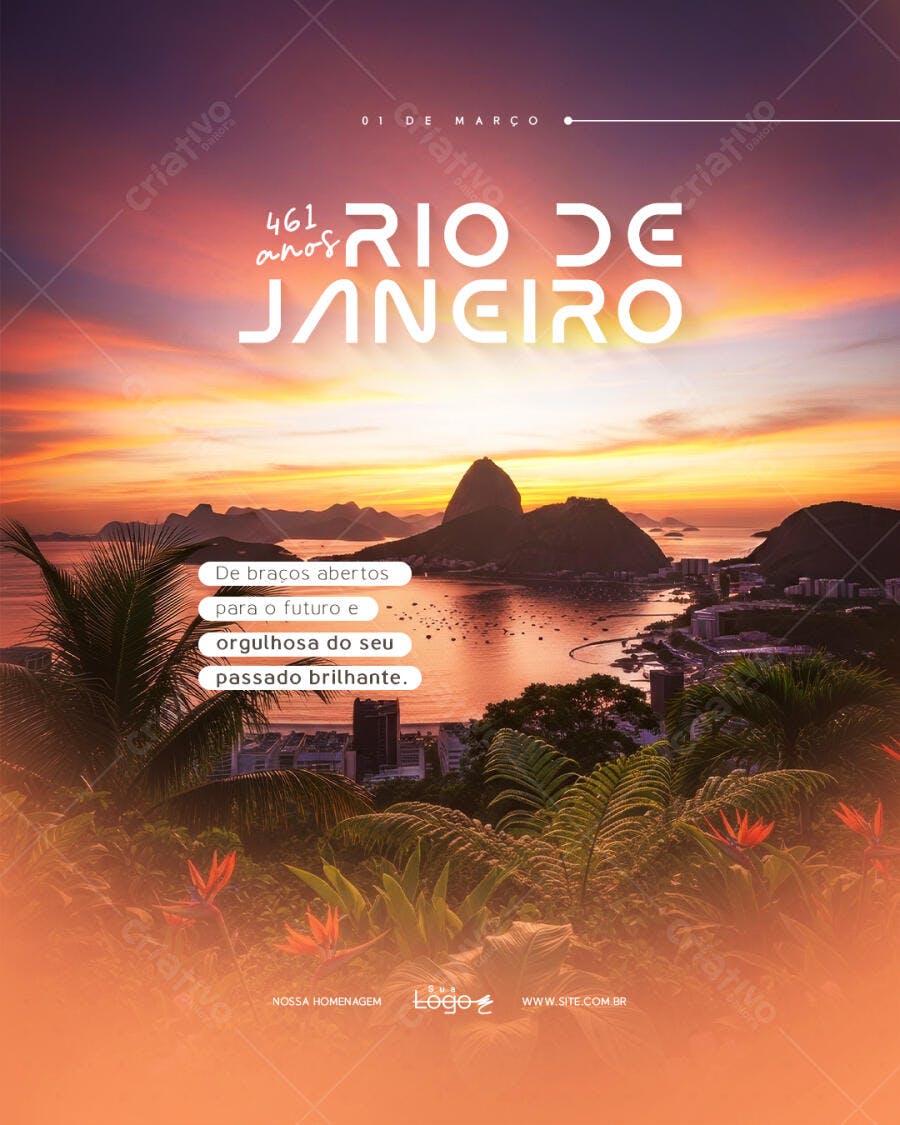 Post Instagram Aniversário Rio de Janeiro 1 de Março PSD Editável