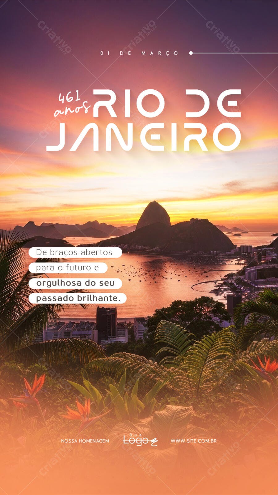 Story Instagram Aniversário Rio de Janeiro 1 de Março PSD Editável