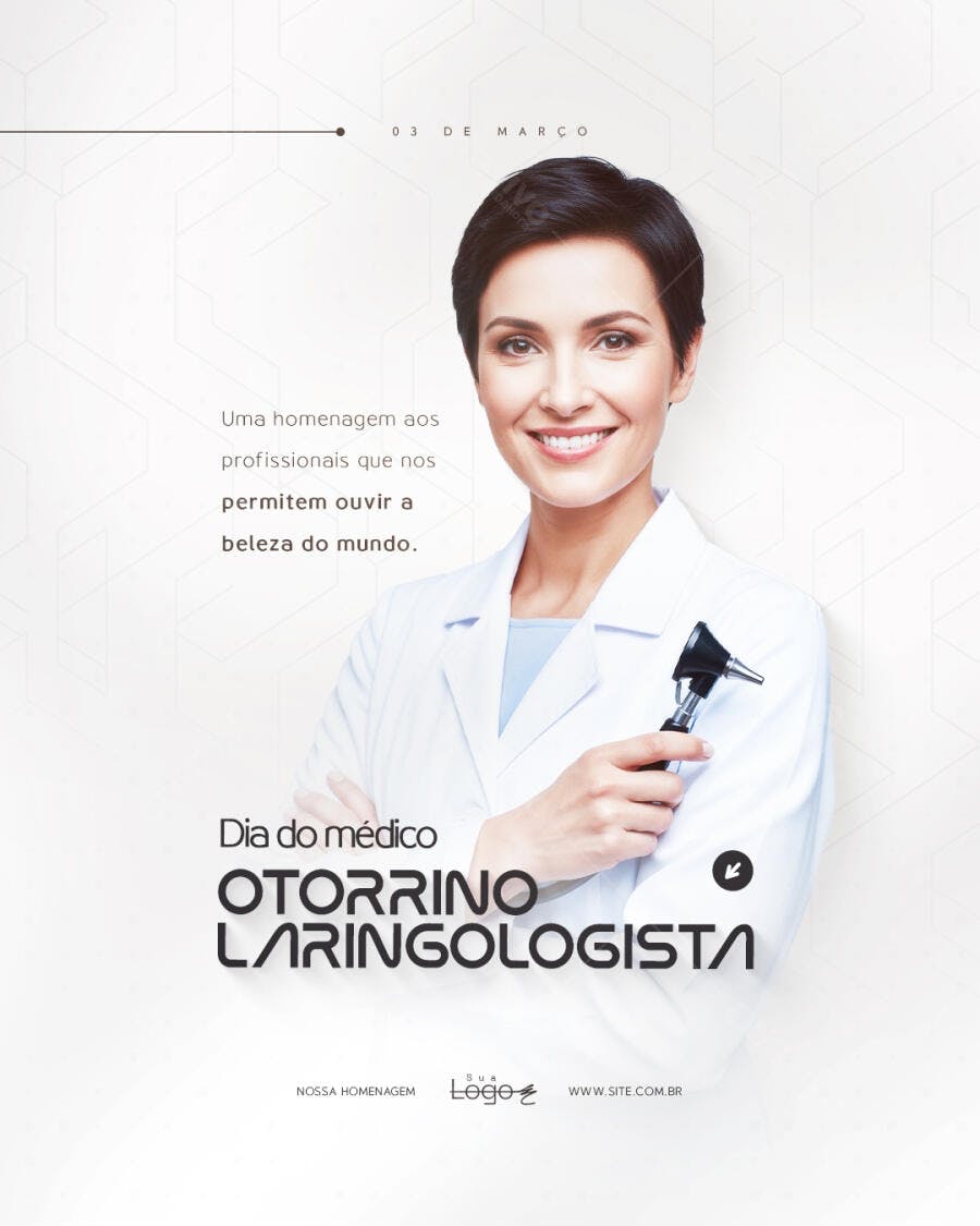Post Dia do Médico Otorrinolaringologista Março PSD Editável