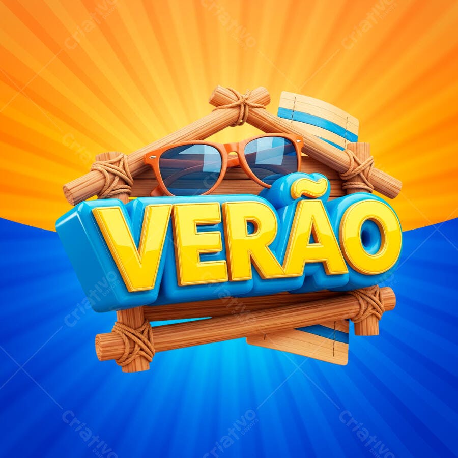 Selo 3D Verão Férias Praia Óculos de Sol PNG Transparente