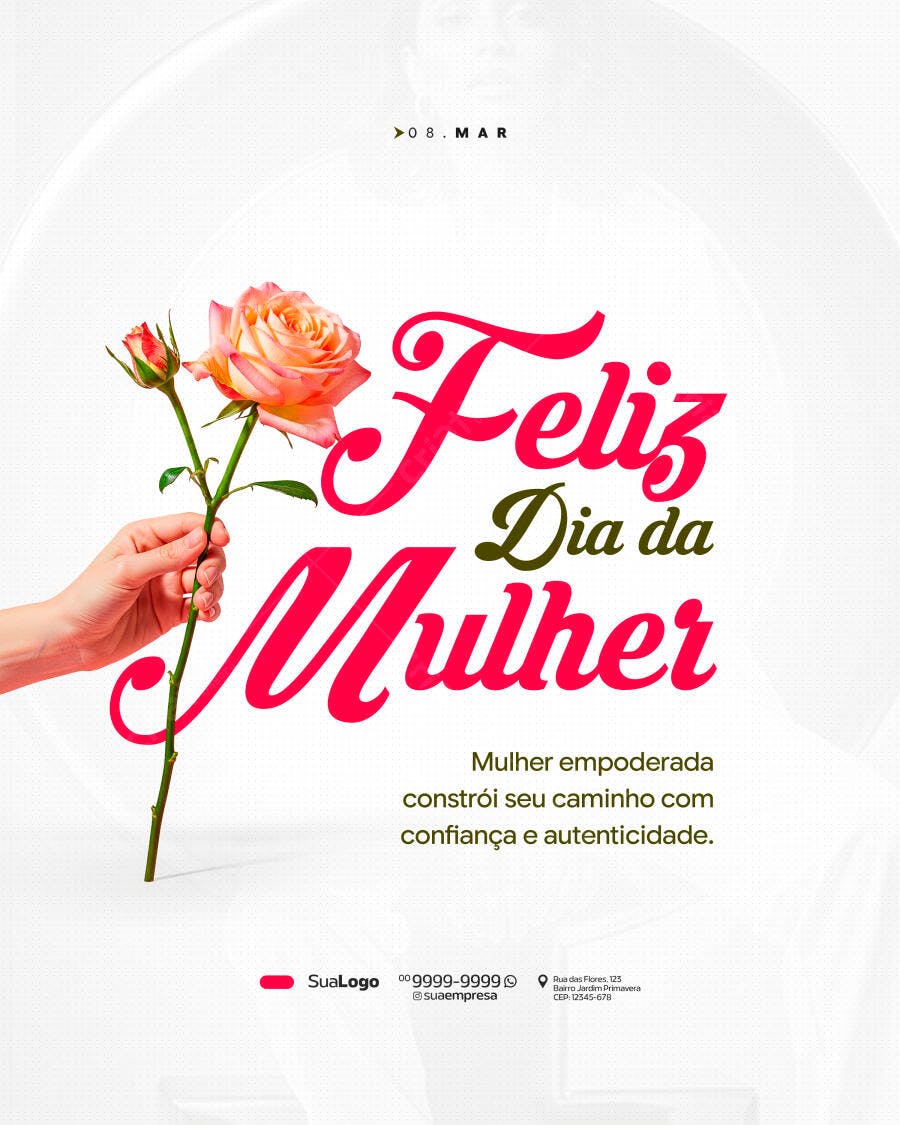 Post Instagram Dia Internacional da Mulher 8 de Março PSD Editável