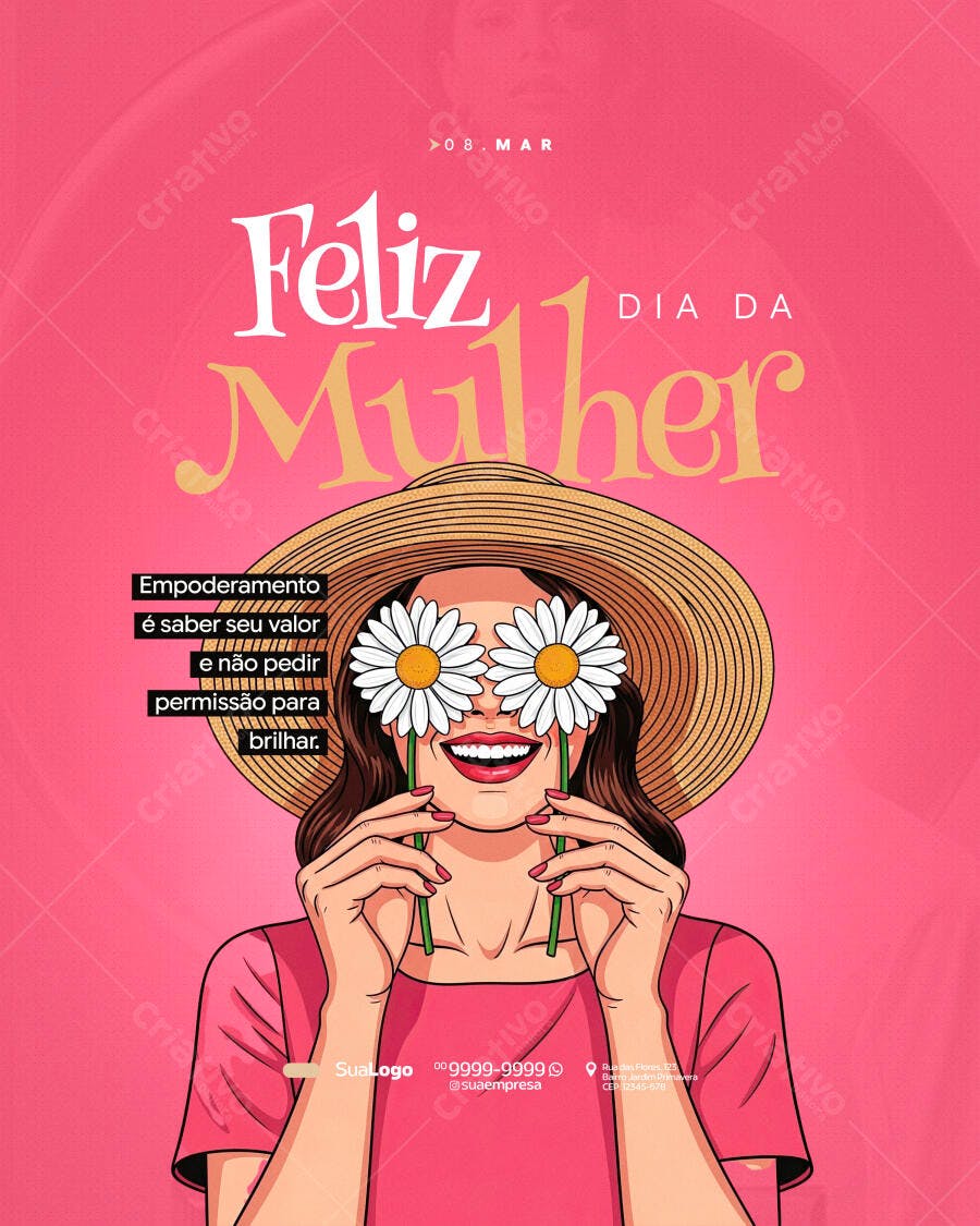 Post Dia Internacional da Mulher 8 de Março PSD Editável