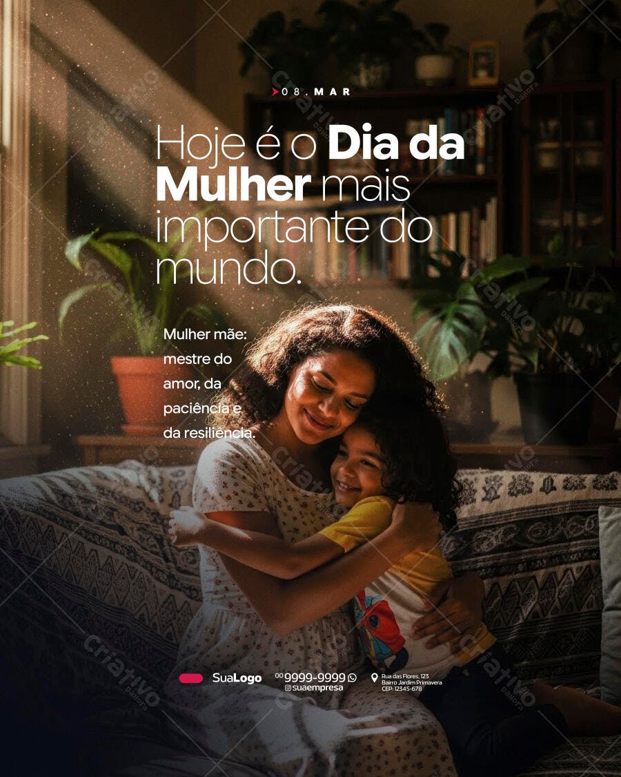 Post Instagram Dia da Mulher 8 de Março PSD Editável
