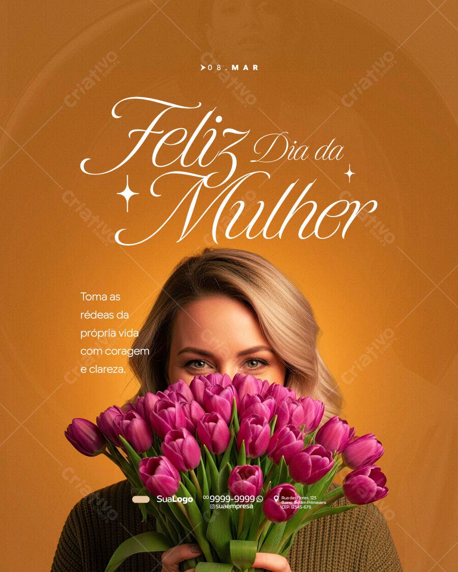 Post Instagram Dia da Mulher 8 de Março Floricultura PSD Editável