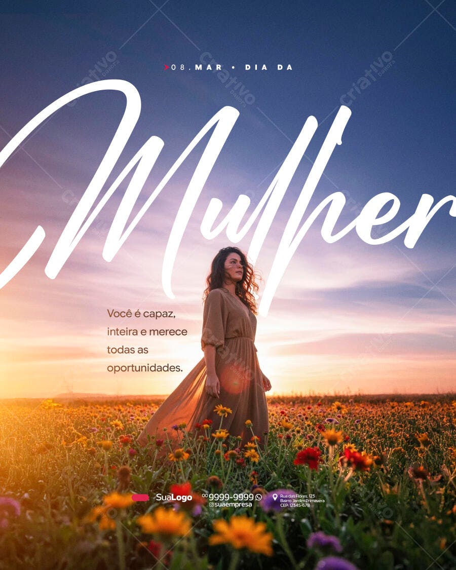 Post Instagram Dia da Mulher 8 de Março PSD Editável