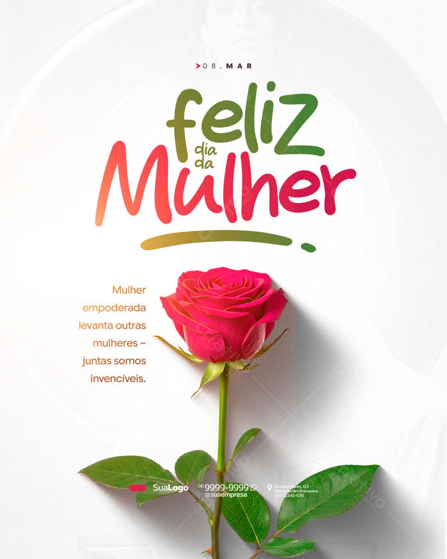 Post Dia Internacional da Mulher 8 de Março PSD Editável