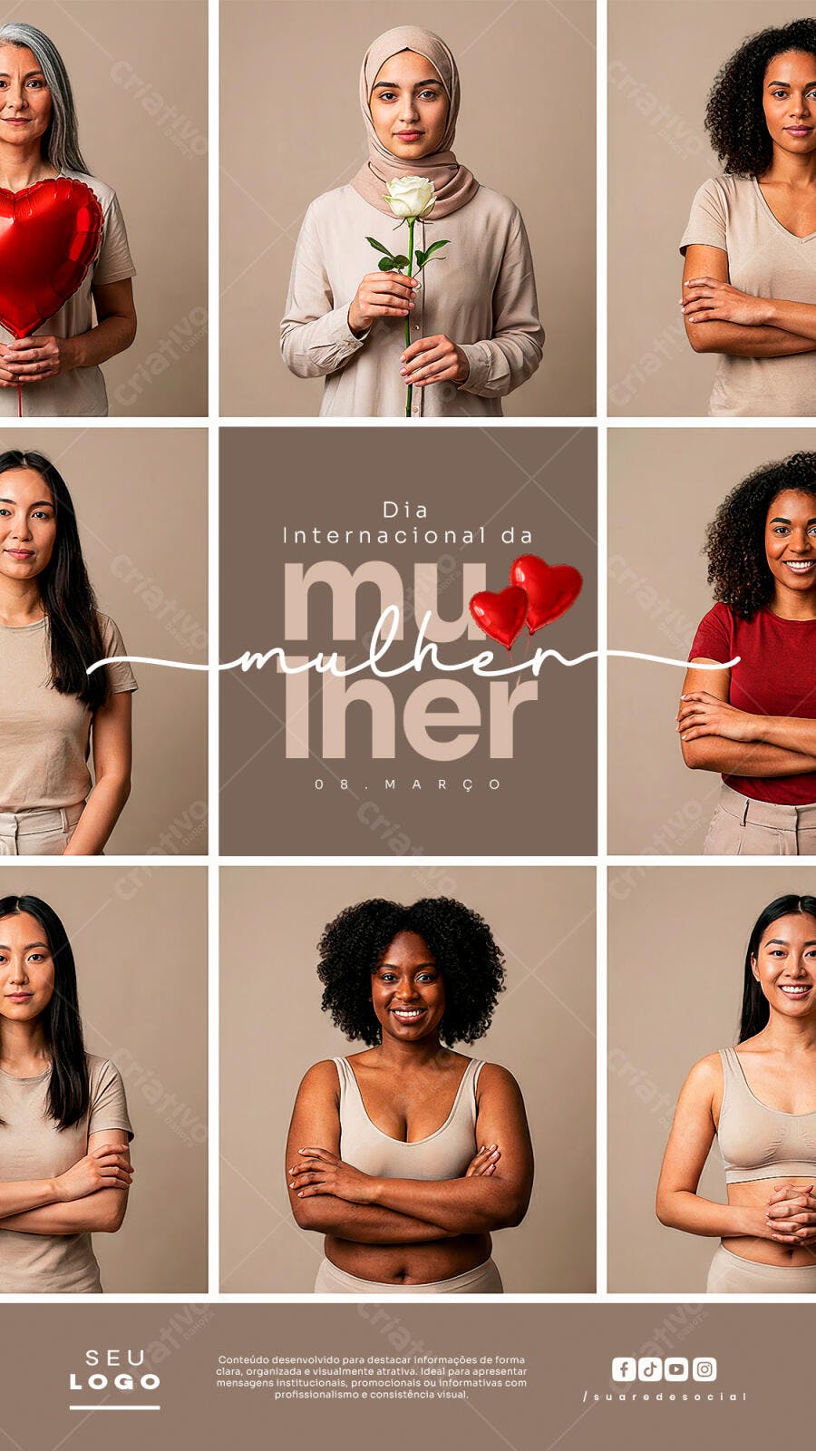 Post Instagram Dia Internacional da Mulher 8 de Março PSD Editável