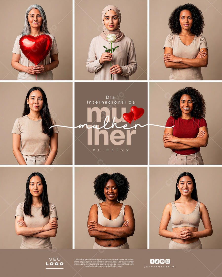 Post Instagram Dia Internacional da Mulher 8 de Março PSD Editável