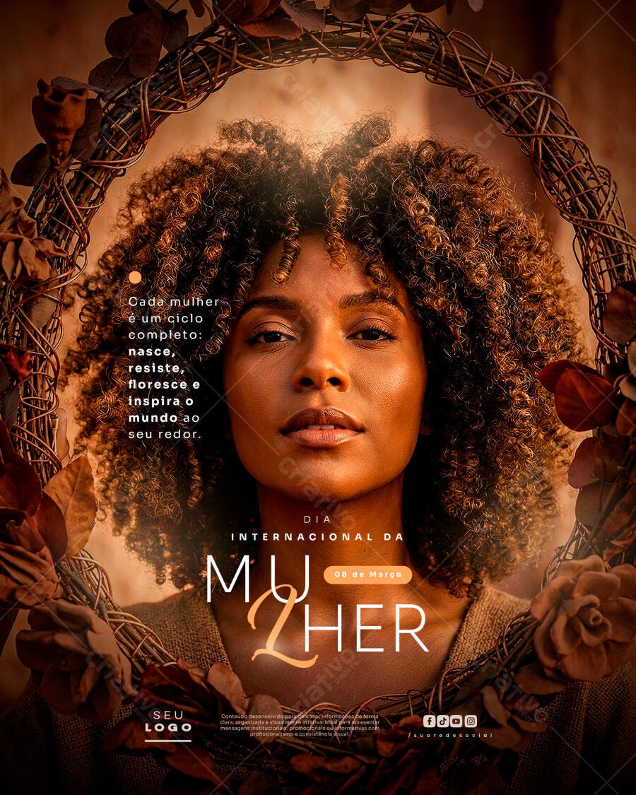 Post Instagram Dia Internacional da Mulher 8 de Março PSD Editável