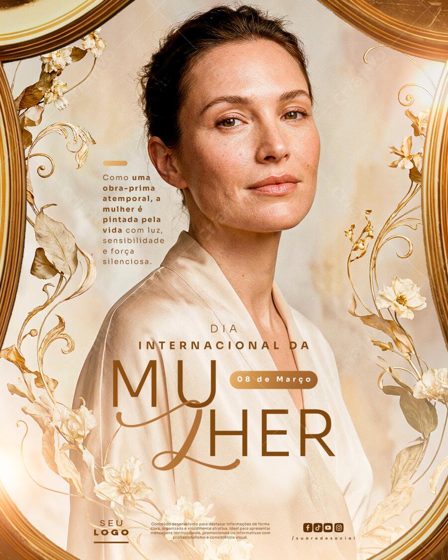 Post Dia Internacional da Mulher 8 de Março PSD Editável
