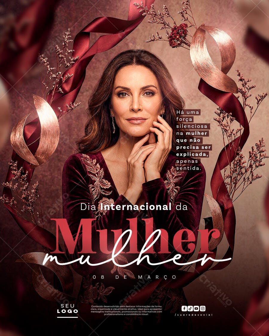 Post Instagram Dia Internacional da Mulher 8 de Março PSD Editável