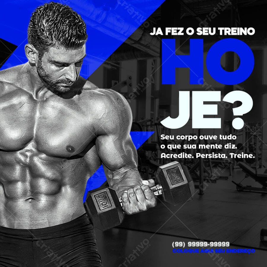 Post Instagram Academia Treino Fitness PSD Editável