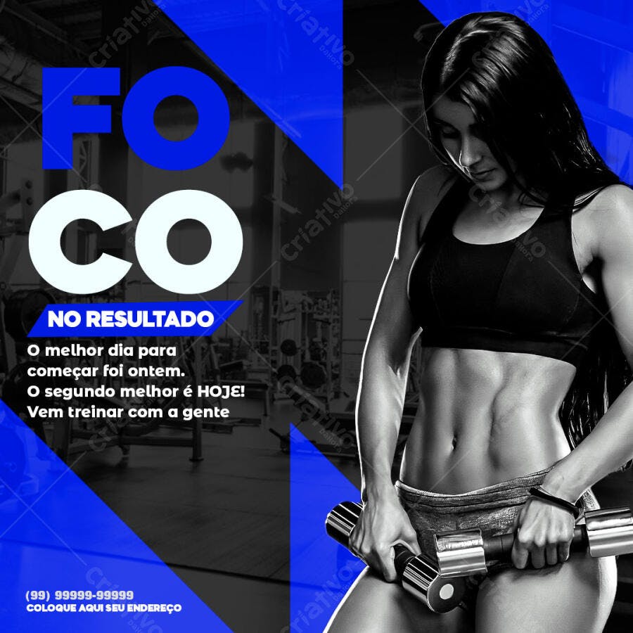 Post Instagram Foco no Resultado Academia Fitness PSD Editável