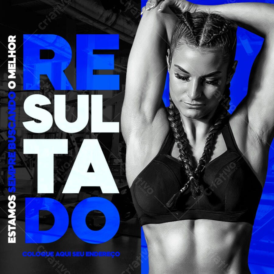 Post Instagram Academia Resultado Fitness PSD Editável