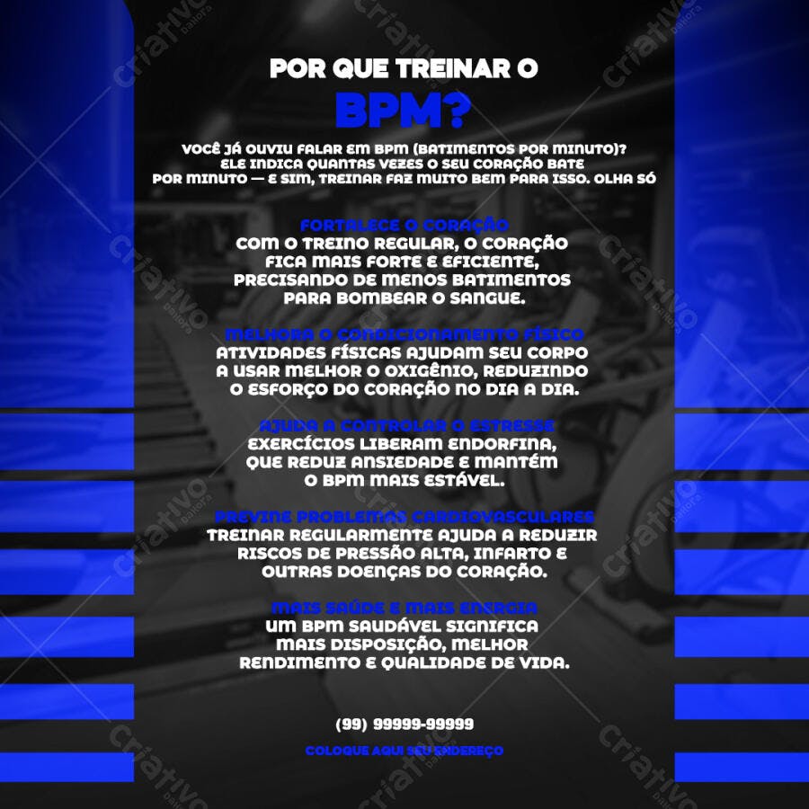 Post Instagram Academia BPM Fitness PSD Editável