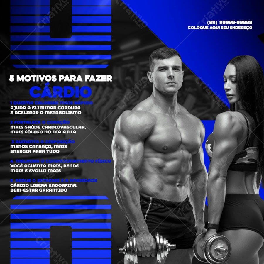Post Instagram Academia Cardio Fitness PSD Editável