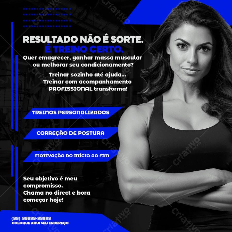 Post Instagram Academia Treino Personalizado PSD Editável