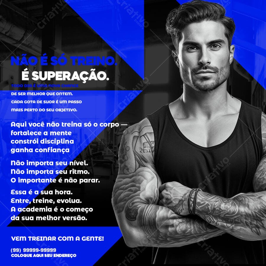 Post Instagram Academia Fitness Superação PSD Editável