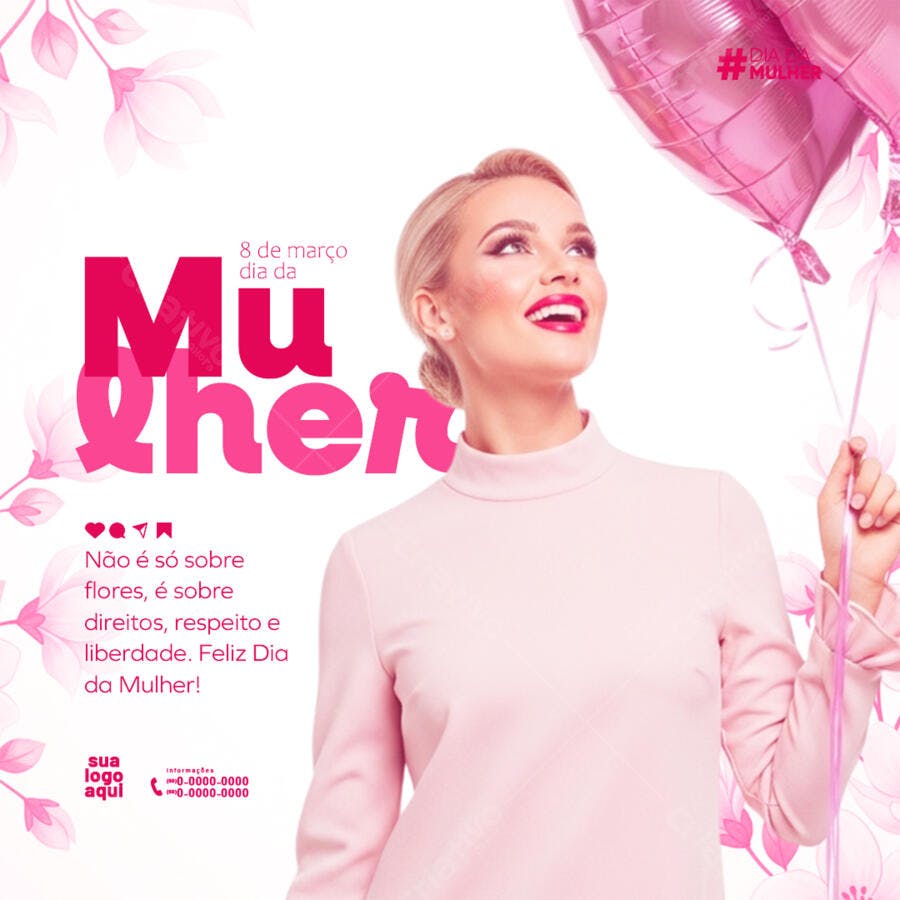 Post Instagram Dia da Mulher 8 de Março PSD Editável