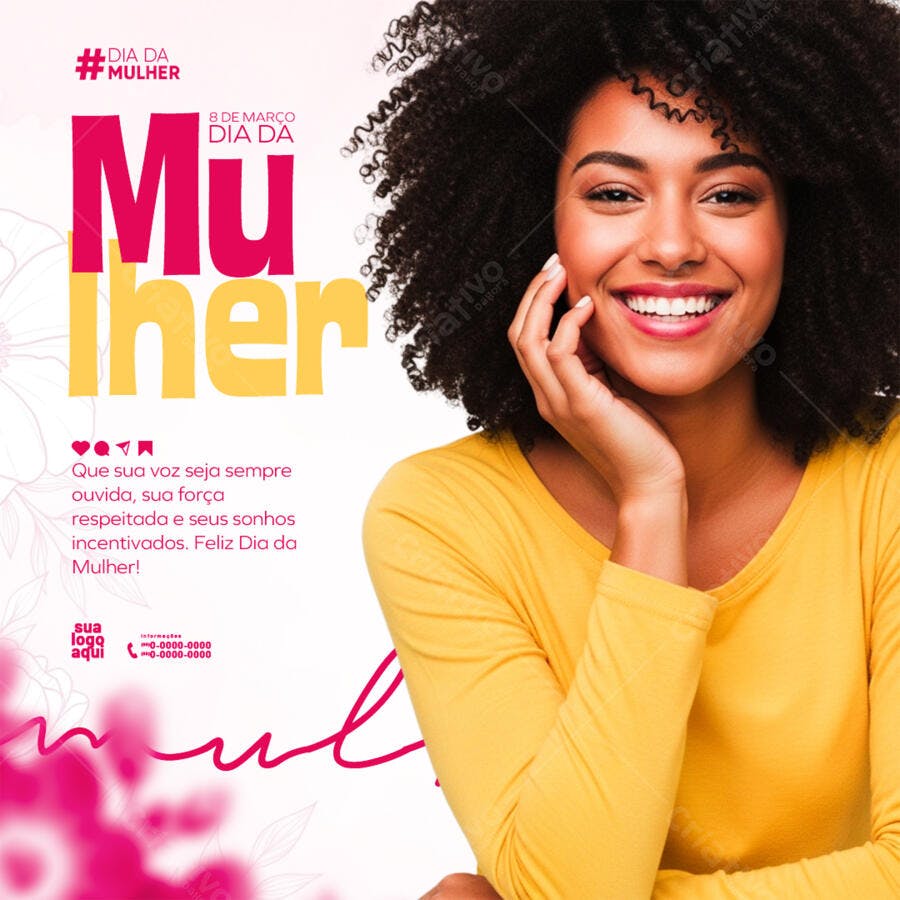 Post Instagram Dia da Mulher 8 de Março PSD Editável