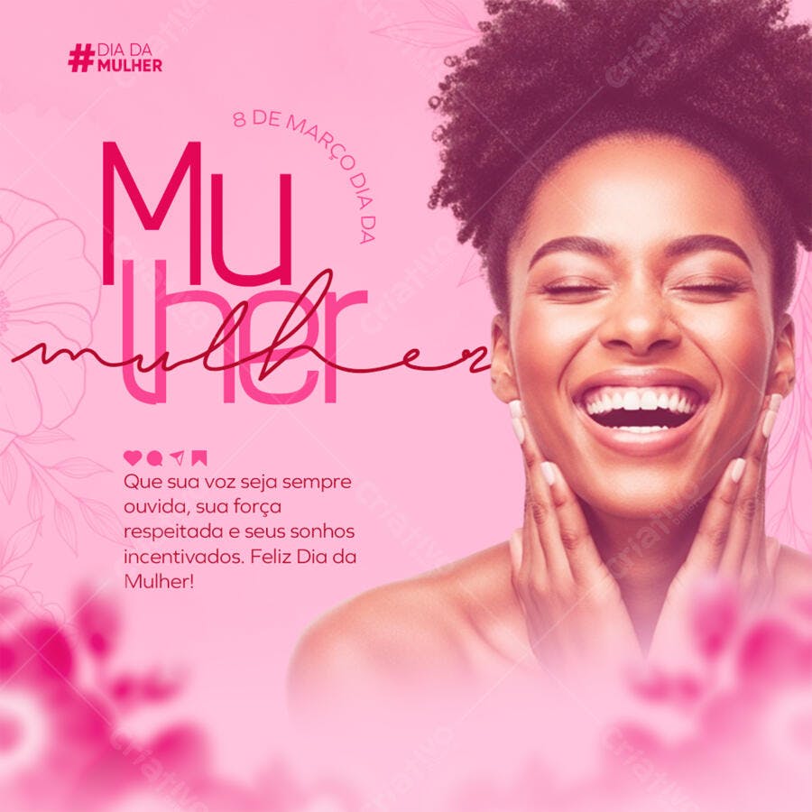 Post Instagram Dia da Mulher 8 de Março PSD Editável