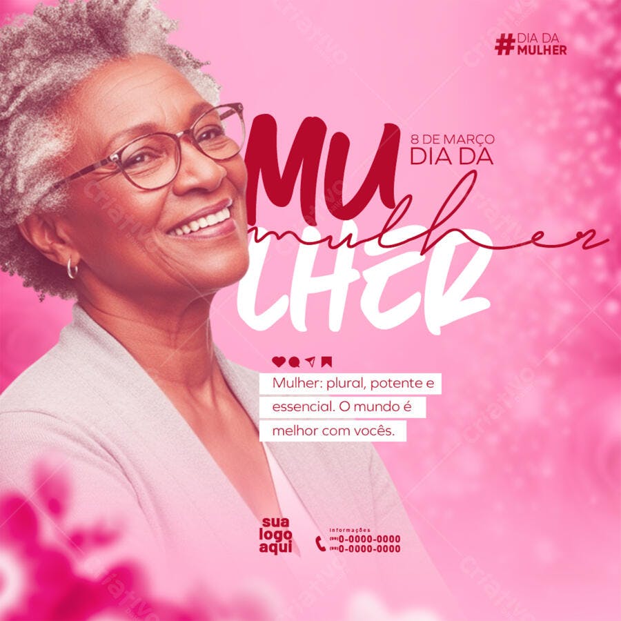 Post Instagram Dia da Mulher 8 de Março PSD Editável