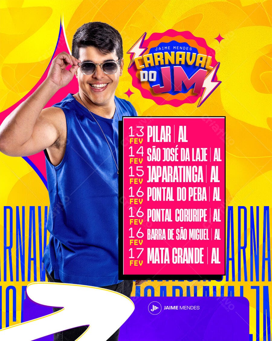 Flyer Carnaval Fevereiro Evento Bloco PSD Editável
