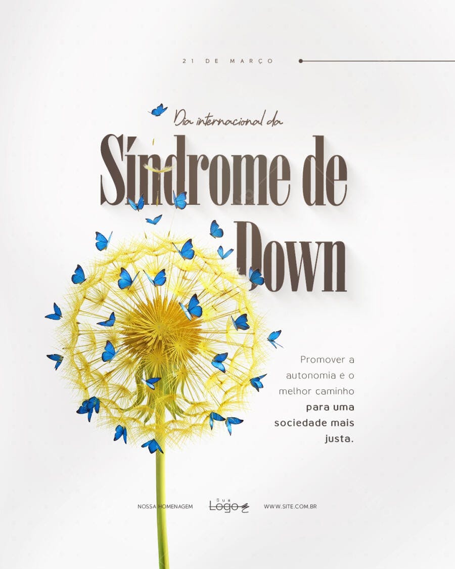 Post Instagram Dia Internacional da Síndrome de Down PSD Editável