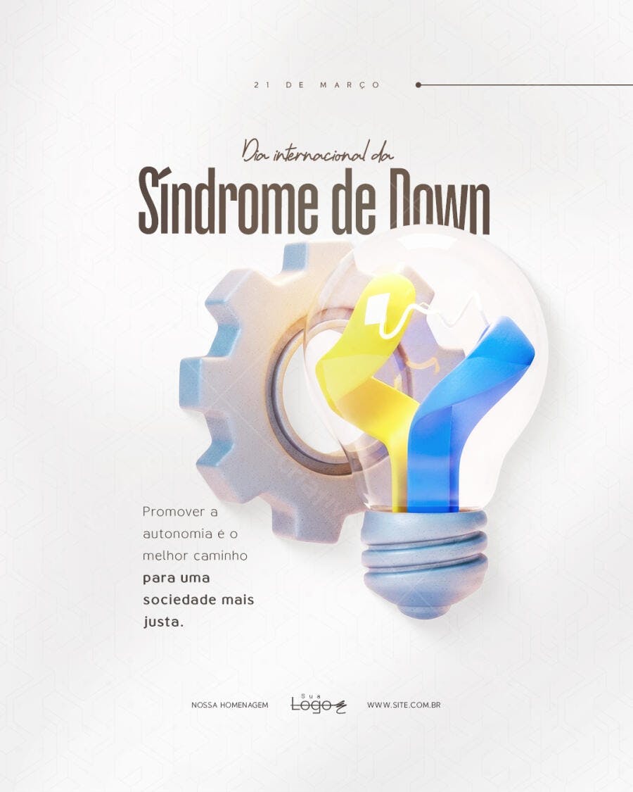 Post Dia Internacional da Síndrome de Down 21 de Março PSD Editável