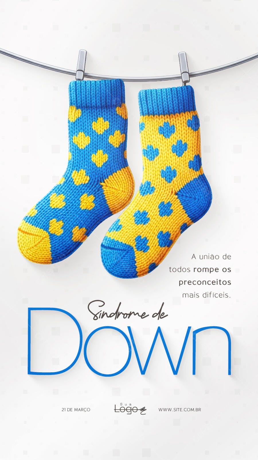 Post Instagram Dia da Síndrome de Down 21 de Março PSD Editável