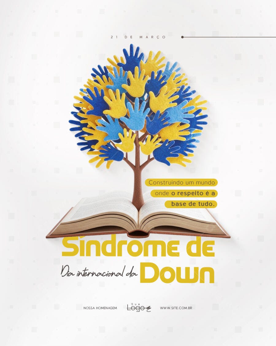 Post Dia Internacional da Síndrome de Down 21 de Março PSD Editável
