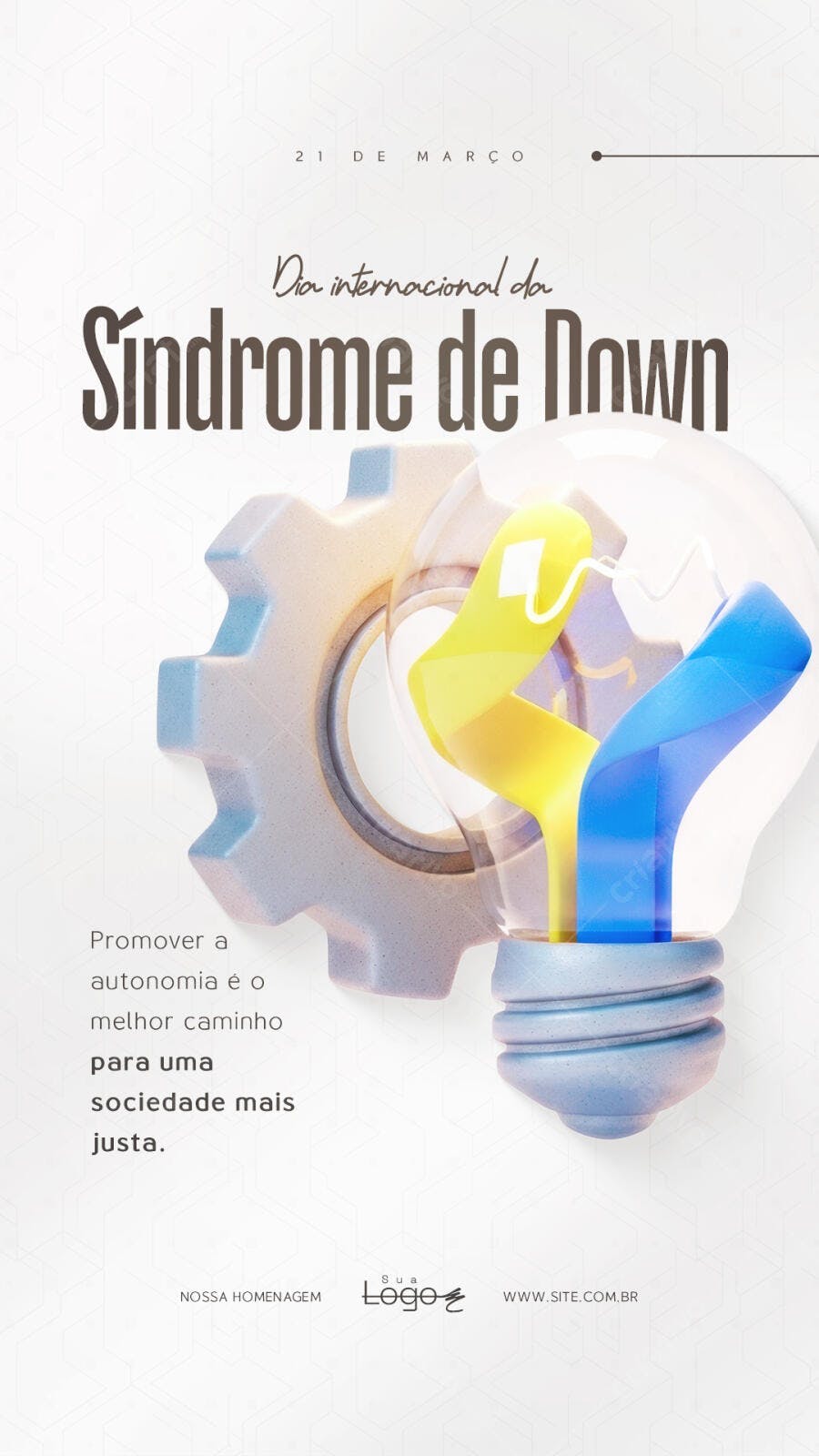 Post Instagram Dia Internacional Síndrome de Down 21 de Março PSD Editável