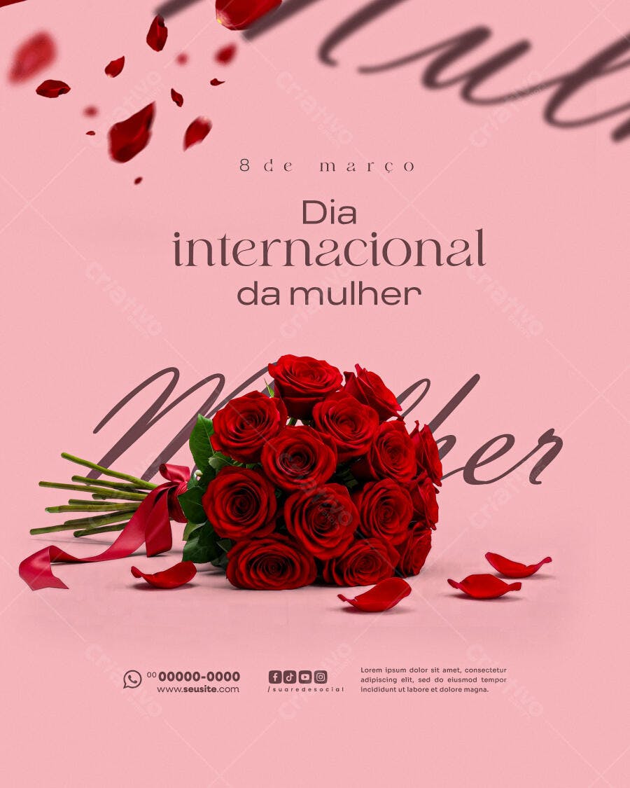 Post Instagram Dia Internacional da Mulher 8 de Março PSD Editável