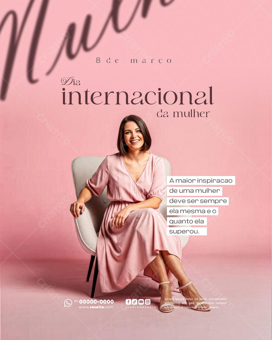 Post Instagram Dia Internacional da Mulher 8 de Março PSD Editável