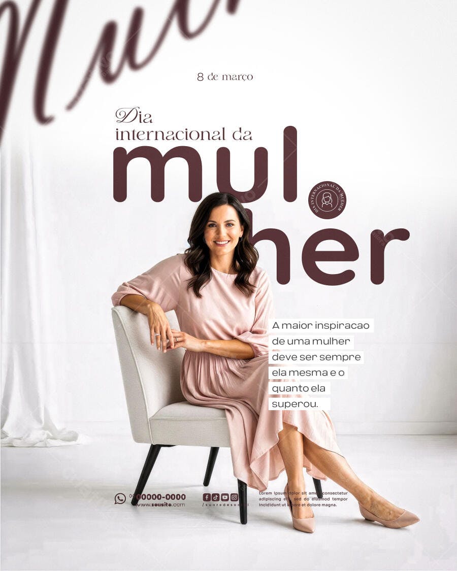 Post Dia Internacional da Mulher 8 de Março PSD Editável