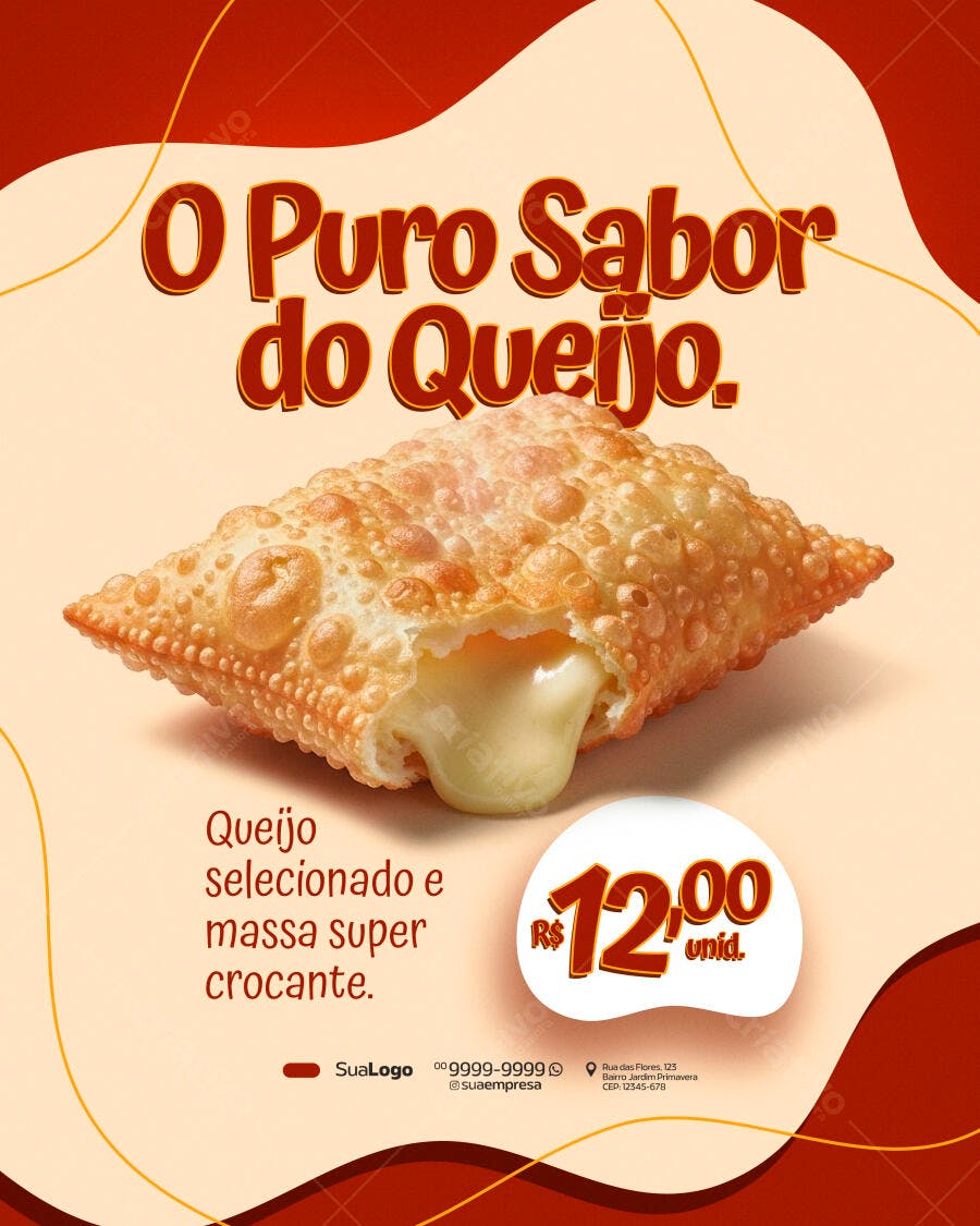Post Instagram Pastelaria Pastel de Queijo PSD Editável
