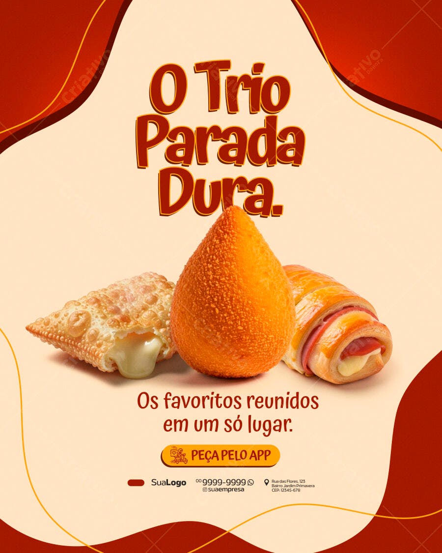 Post Instagram Lanchonete Salgados Promoção PSD Editável