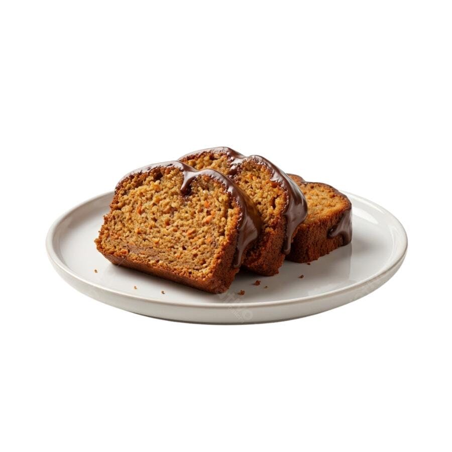 Foto Recortada Bolo de Banana com Calda Chocolate PNG Fundo Transparente