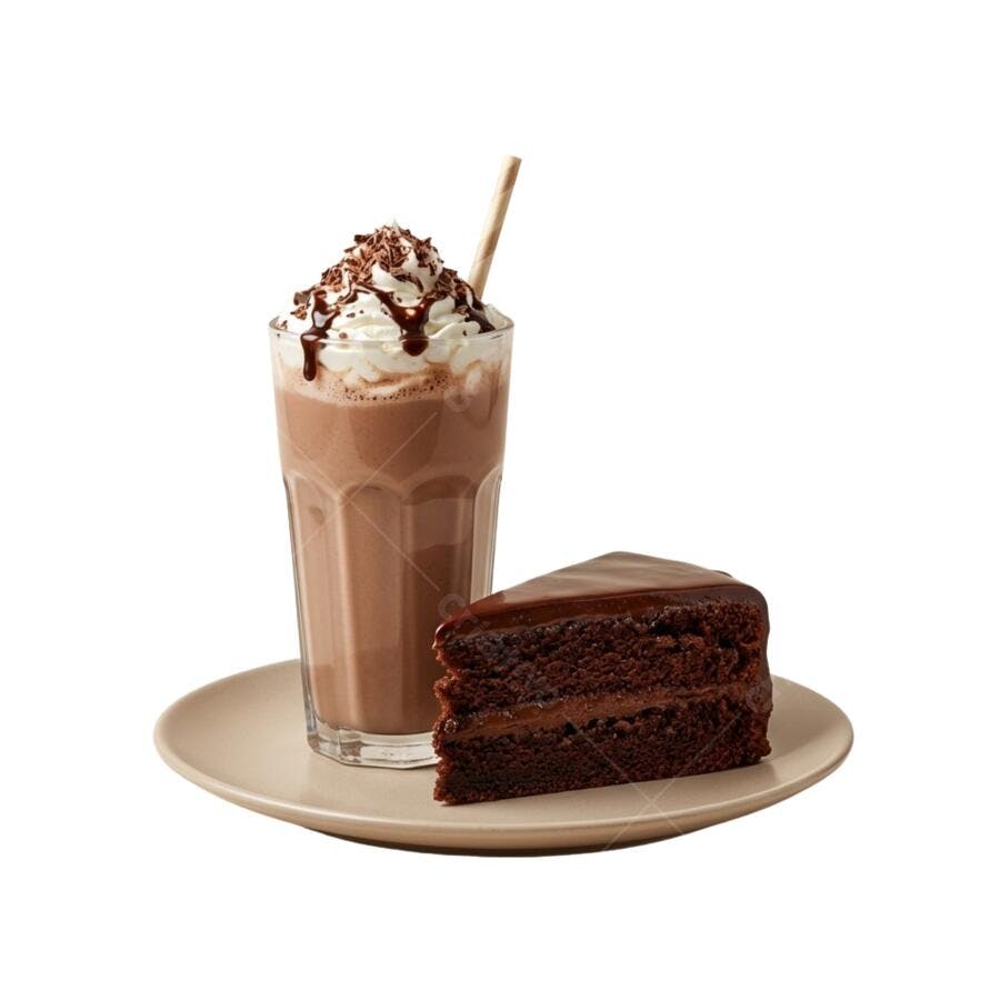 Foto Recortada Milkshake Chocolate Bolo PNG Fundo Transparente